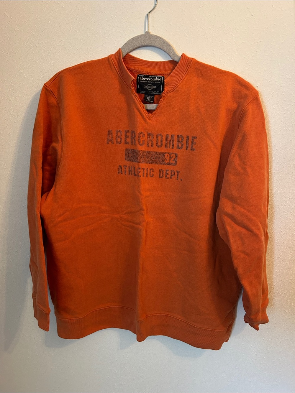 Abercrombie & Fitch Orange Crewneck Sweatshirt with Athletic Logo